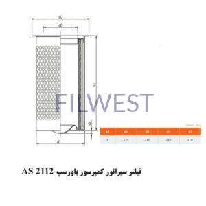 فیلتر سپراتور پاورسپ AS2112 کمپرسور Compair مدل RA 30