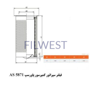 فیلتر سپراتور پاورسپ AS5871 کمپرسور (2000) GA250